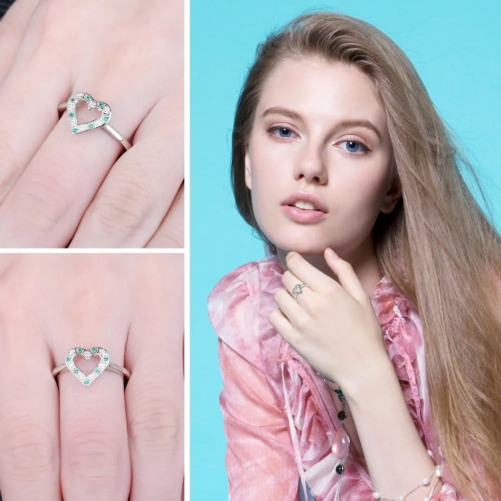 Женское кольцо с искусственным Изумрудным сердцем JewelryPalace серебро 925 пробы 0