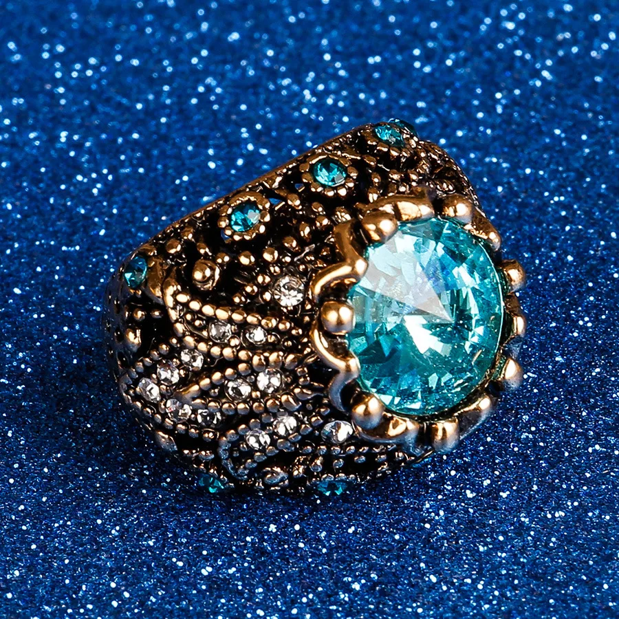 Женское кольцо с красным кристаллом Винтажное для помолвки в стиле панк мозаикой