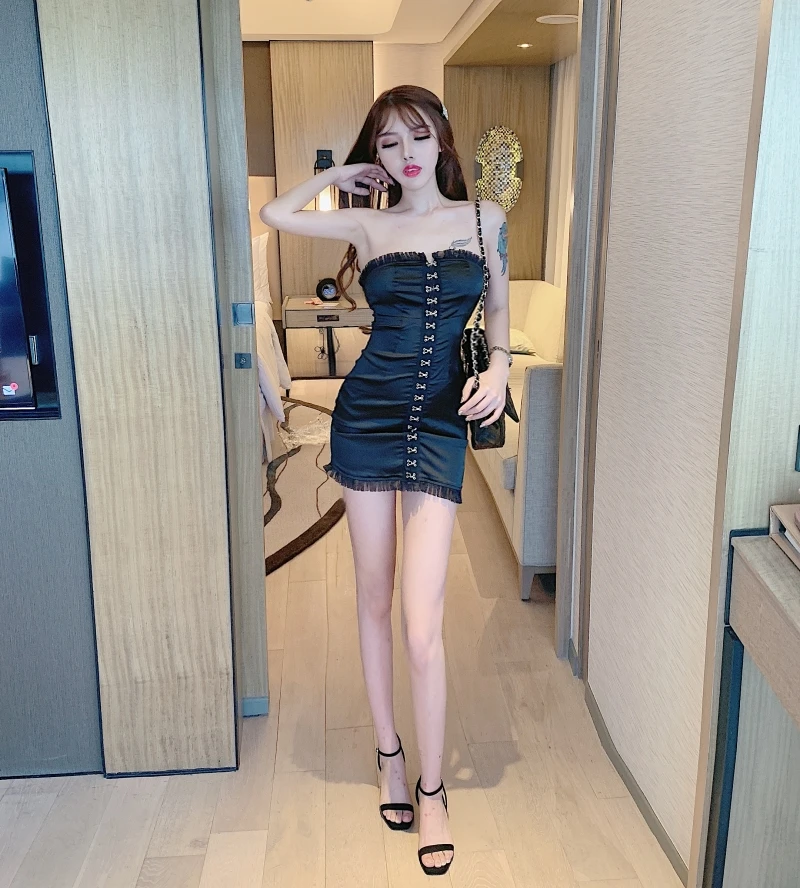 sexy style strapless Women's Clothing fashion brand New summer temperament dress Backless Self-cultivation bodycon mini-dresses | Женская
