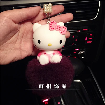 purple 1 шт. hello kitty KT милый кот интерьер автомобиля кулон украшения Аниме куклы аксессуары для стайлинга автомобилей - Название цвета: purple