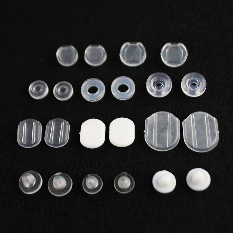 50 PCS Transparent White Ear Clip Pad Comfort Clear Silicone Anti-Pain Pad DIY Jewelry Findings