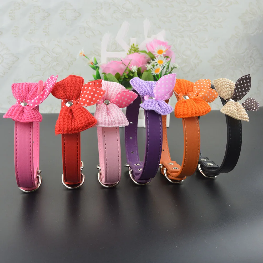 (6 шт./лот) оптовая продажа кожаный ошейник для домашних животных вязаный