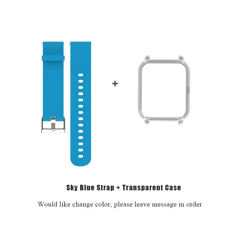 Blue Transparent 20 мм силиконовый ремешок защитный чехол для Xiaomi Huami Amazfit Bip BIT Lite спортивный ремешок аксессуары защитный браслет - Цвет: Blue Transparent