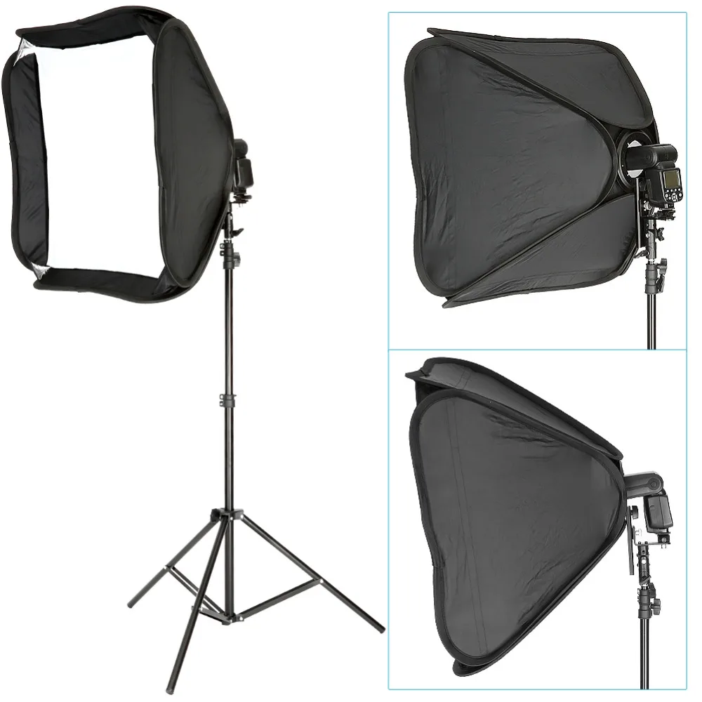 Комплект софтбоксов Neewer 24x24 дюйма/60x60 см для вспышки Speedlite + стойка светильник 9