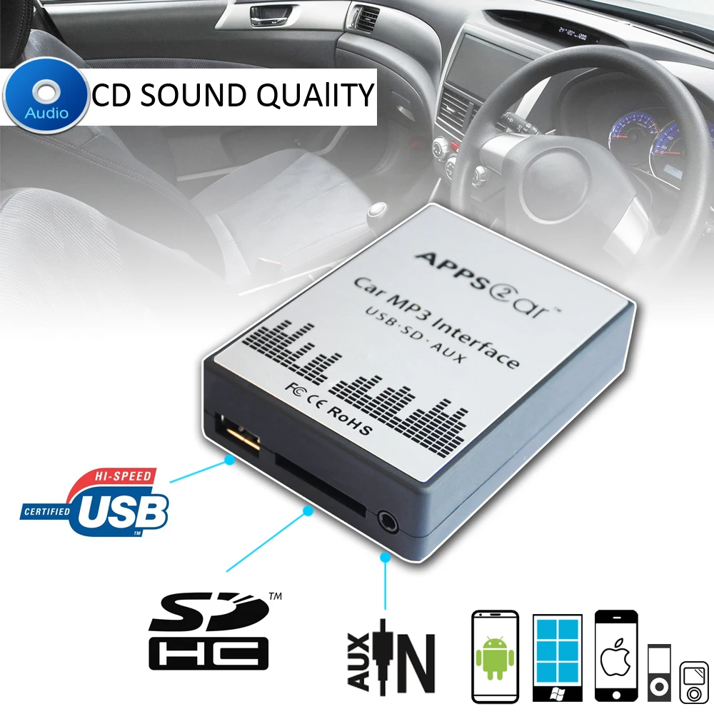 Автомобиль USB SD AUX Адаптер Цифровой Музыки Чейнджер Mp3 Конвертер для Toyota Yaris Verso 1999