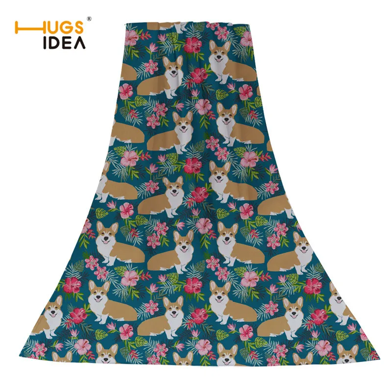 HUGSIDEA летние пляжные полотенца высокого качества милые корги с цветочным принтом