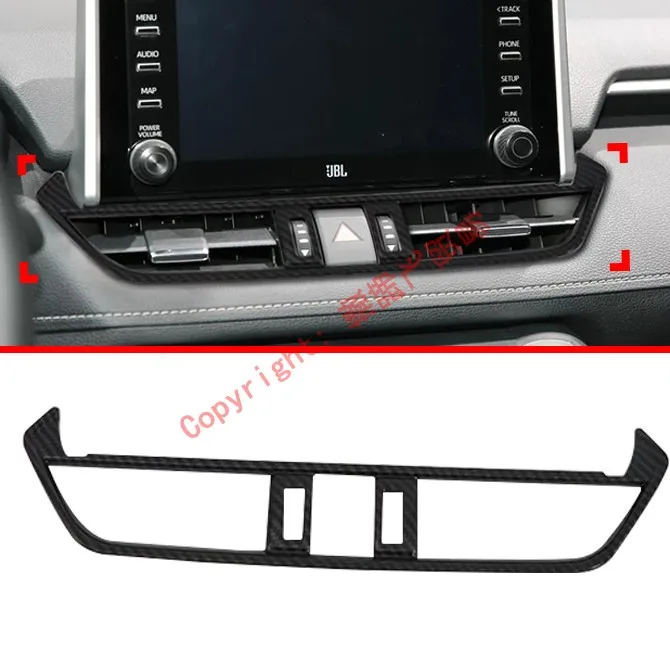 

Carbon Fiber Style Interior Center Air-Condition Vent Outlet Cover Trim For Toyota Rav4 2019 2020