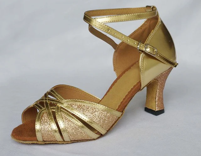 DILEECHI/Женская обувь для латинских танцев из искусственной кожи золотого цвета