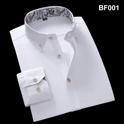 08 picture color FAISIENS Осенняя мужская рубашка размера плюс 8XL 9XL 10XL 12XL 14XL с длинным рукавом Хлопок синяя Рабочая деловая официальная рубашка - Цвет: 08 picture color