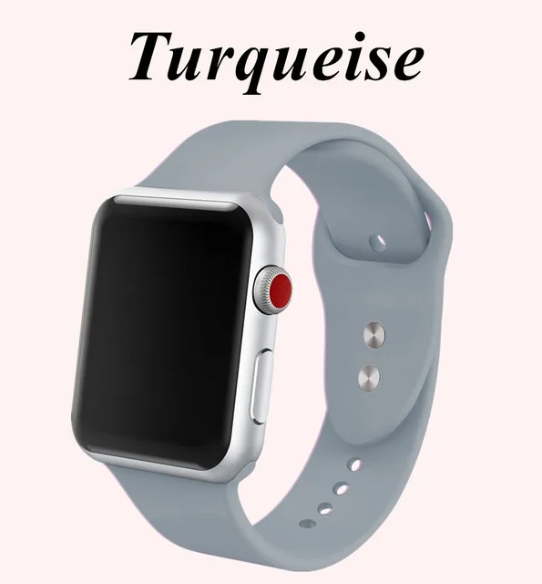 turquoise Спортивный силиконовый ремешок для iwatch серии 4321 Apple Watch Band мягкий силиконовый дышащий сменный ремешок 40 мм 42 мм 38 мм 44 мм - Цвет ремешка: turquoise