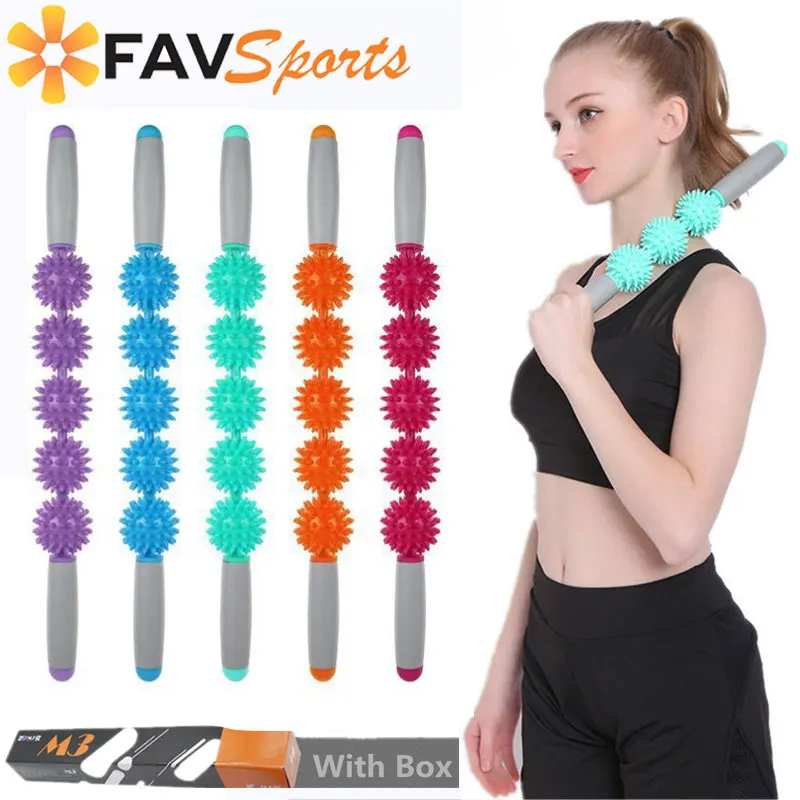 FAVSPORTS 18 дюймовая палка для йоги роликовый массажный валик тела 5 точечный мяч