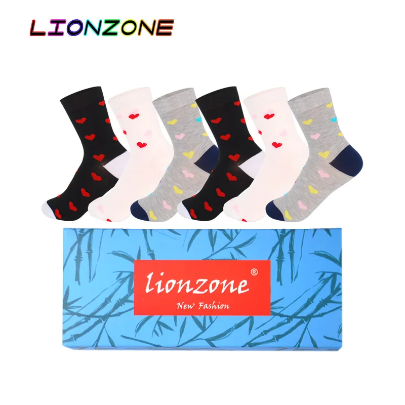 LIONZONE/6 пар/партия милые теплые женские носки с сердечком для леди мягкие удобные