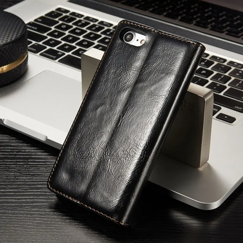 Роскошный кожаный чехол для iPhone 5 5S SE X 8 Plus слот магнитных карт бумажник флип
