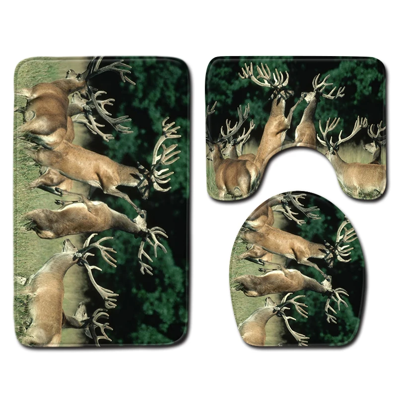 Скандинавский 3D коврик для ванной комнаты с оленем ковёр Набор ковриков туалет