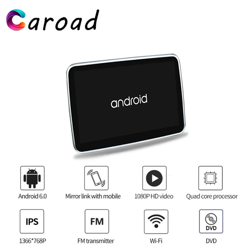 DVD плеер Caroad на подголовник автомобиля 10 1 дюйма Android 6 0 HD 1080P Wi