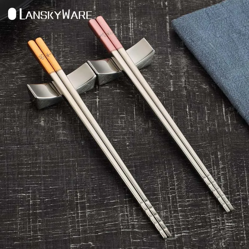 LANSKYWARE 10 шт./партия китайские золотые палочки для еды 304 нержавеющая сталь
