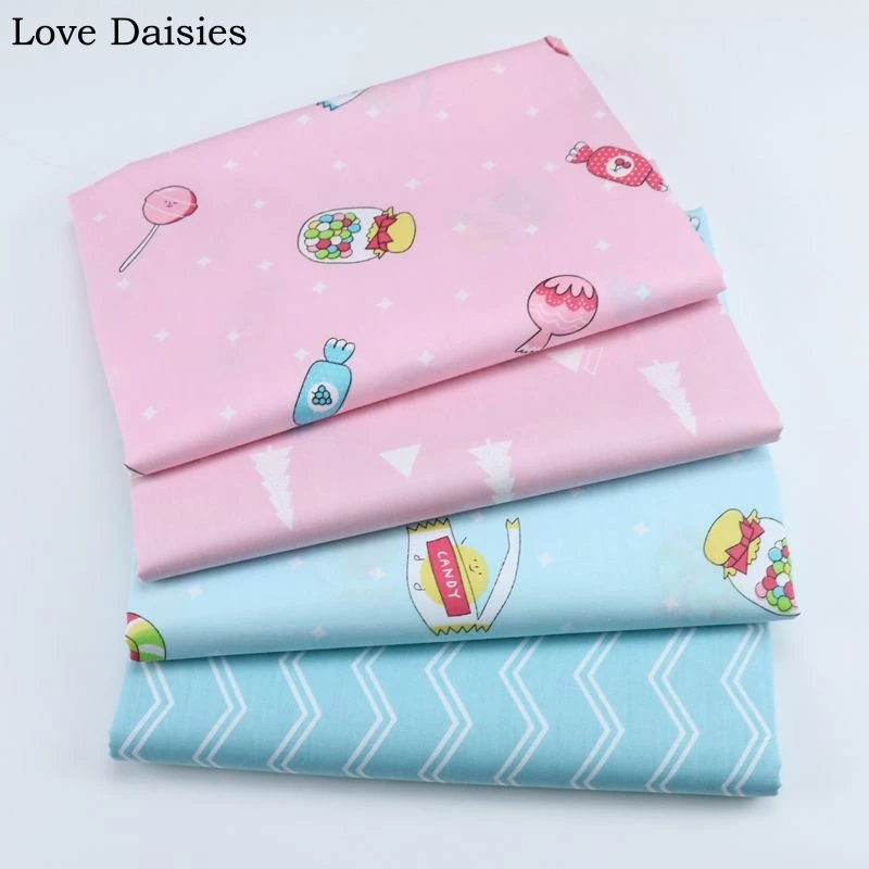 Саржевая ткань из 100% хлопка розовая синяя мультяшная конфета леденец сосна