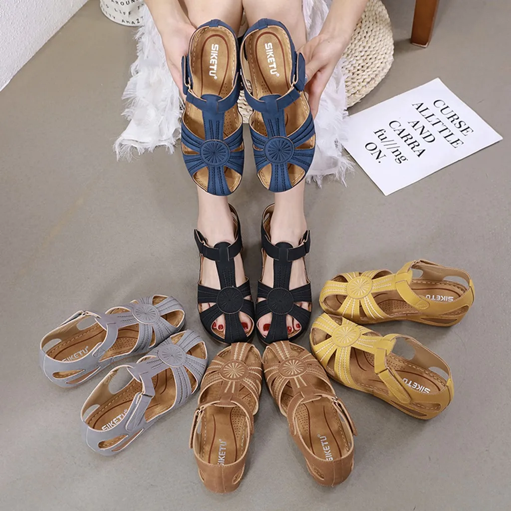 Women's Ladies Girls shoes woman Comfortable Ankle Hollow Round Toe Hollow Out Sandals Soft Bottom Sole Shoes zapatos de mujer