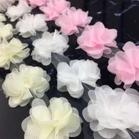 5 6cm 118 pieceslot pink white chiffon flowers fabric diy girl hair accessories dress headbands dream wedding party decor stuff