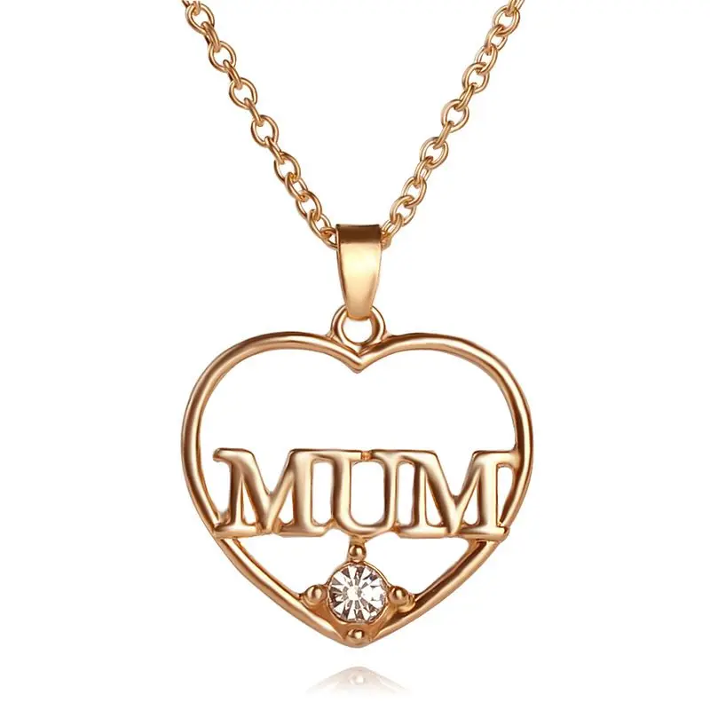 Модные стразы в форме сердца ожерелье с надписью love MUM цепочкой подарок на день