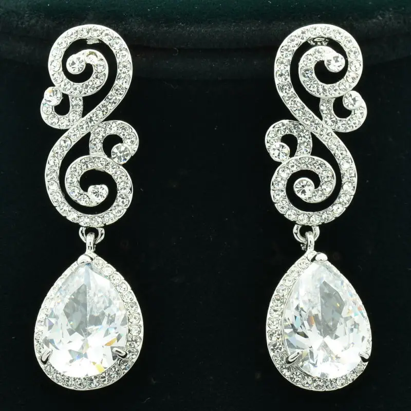 Модные свадебные серьги висячие в форме капли цветка прозрачные Стразы с