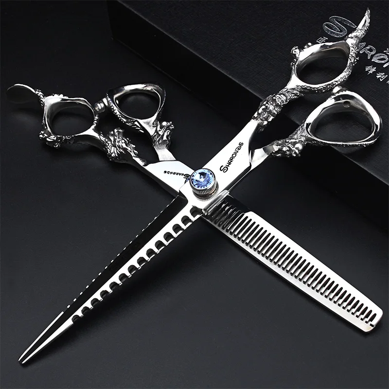 Scisscors set 7 дюймов Профессиональные парикмахерские Парикмахерские ножницы для парикмахерской ножницы для стрижки волос филировочные японские 440c ножницы для волос - Цвет: Scisscors set