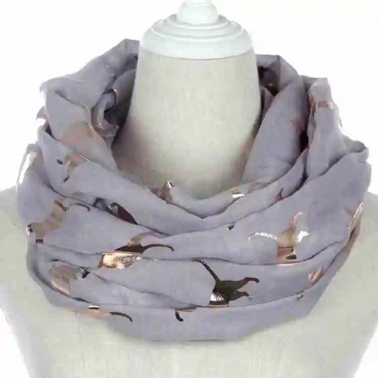 Grey Loop Winfox модные черный, розовый серый темно шарф для женщин женские блестящие Фольга Золотой металлик кошачий шарф обёрточная бумага шаль - Цвет: Grey Loop
