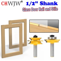 12 shank ogee 2 pcs glass door rail and stile router bit set c3 carbide tipped wood cutting tool woodworking router bits