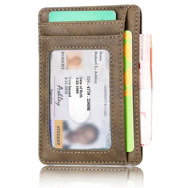 Тонкий RFID блокирующий кожаный кошелек, кредитный ID держатель для карт, кошелек, чехол для денег для мужчин и женщин, модная сумка для монет 11,5x8x0,5 см