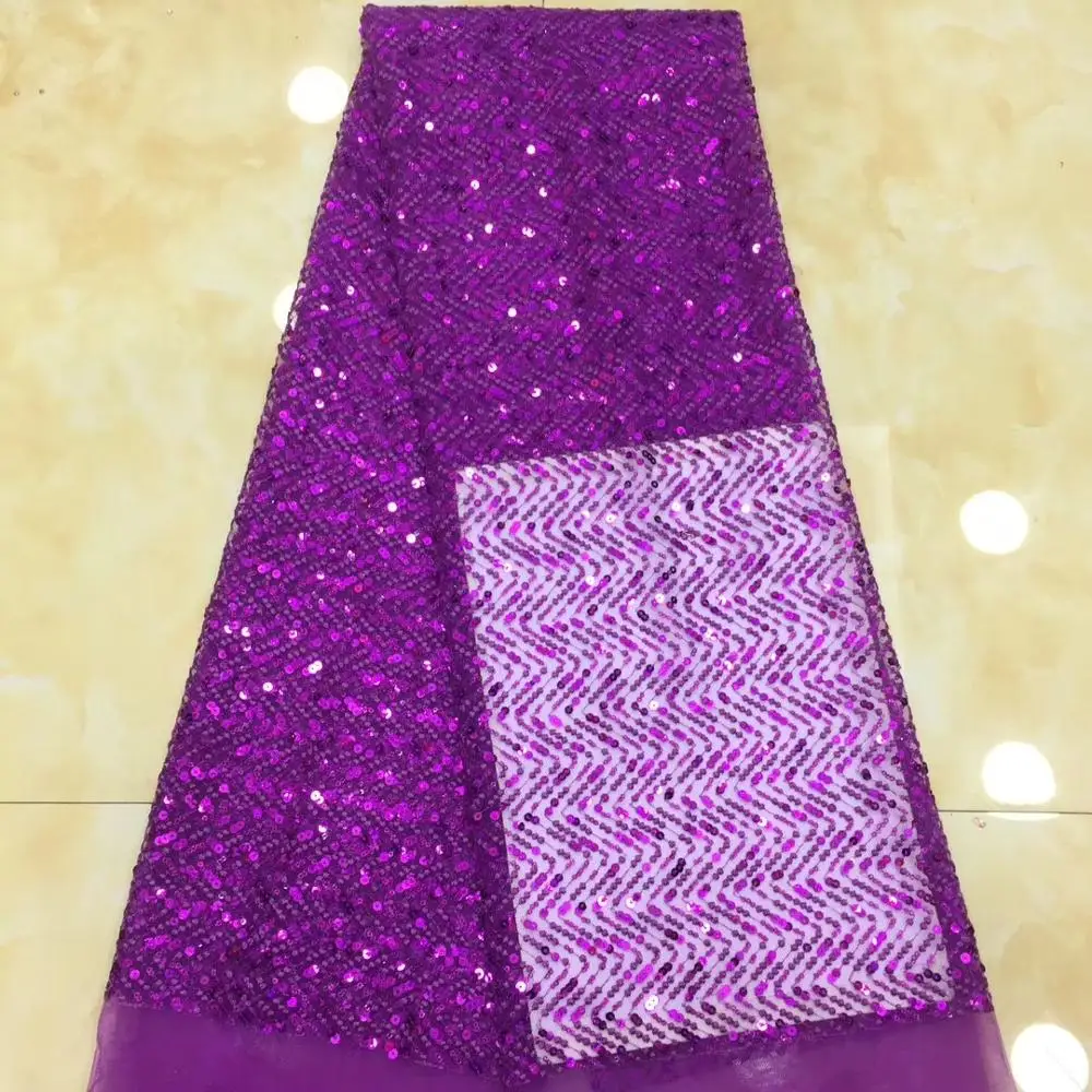 

Latest French Nigerian Laces Fabrics High Quality Tulle African Laces Fabric Wedding African French Sequins Lace TS7879