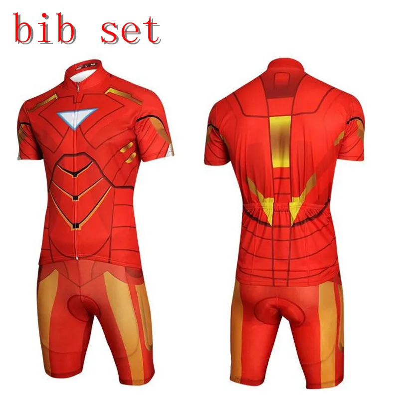 bib suit Крутая Мужская одежда для велоспорта с супергероями, Железным человеком, Бэтменом, Суперменом, капитаном Америка, человеком-пауком, одежда для велоспорта, комплект одежды для велоспорта - Цвет: bib suit