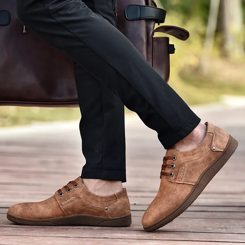 

AKZ Spring Summer Man Loafers High Quality Cow Split Leather Men Casual shoes Comfortable High Quality Light Soft Male Flats