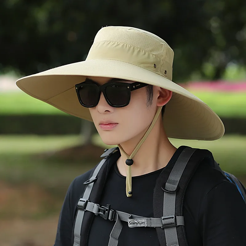 Панама с супер широкими полями 15 см быстросохнущая Мужская Солнцезащитная шапка