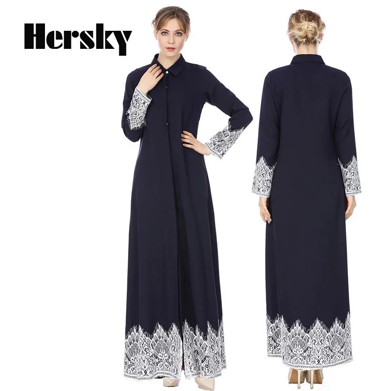2019 Новая мода вышивка abaya Дубайский мусульманский женское кружевное платье