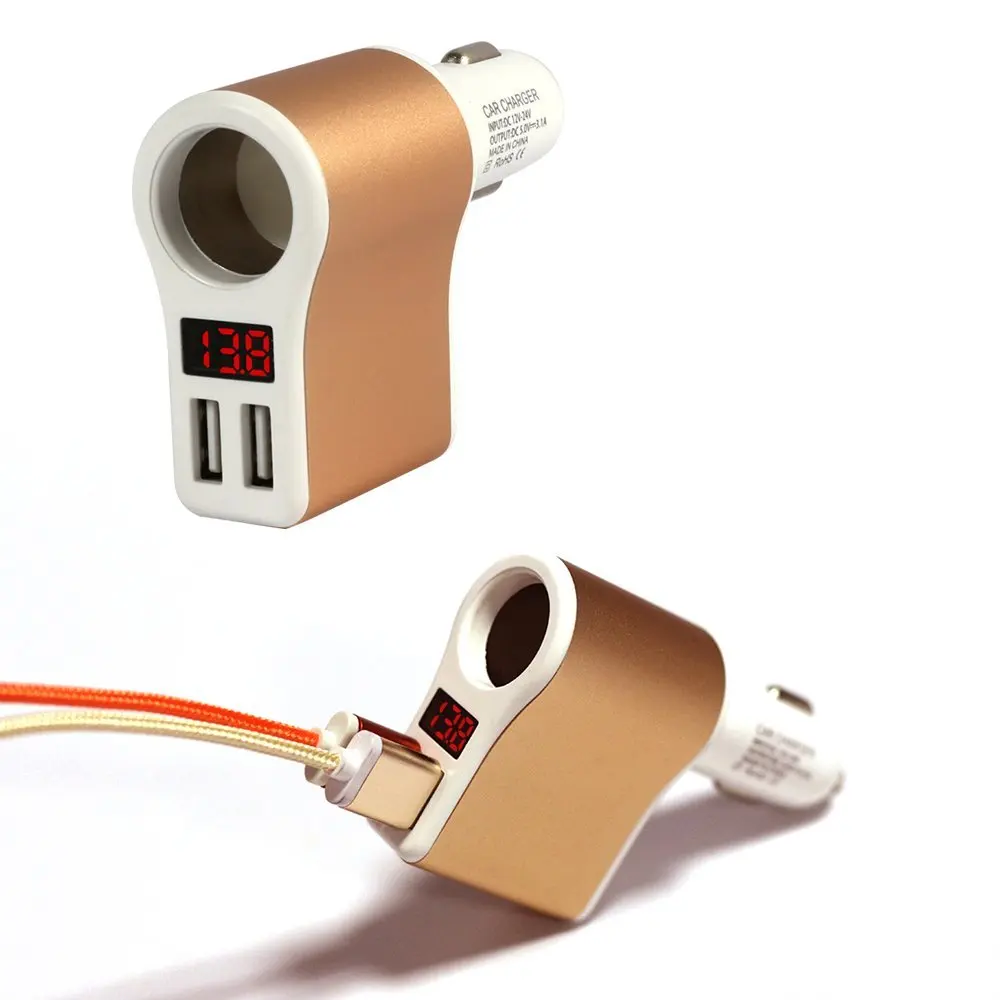 Cargador Usb Авто 3.1A два Переходник для зарядки в машине Быстрая зарядка + гнездо