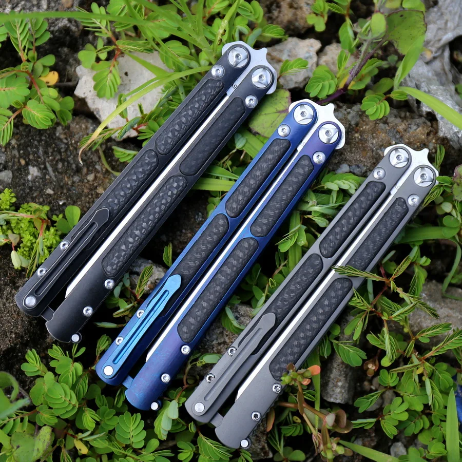 Камень мыть S35VN Пакт бабочка TC4+ CF ручка KVT Керамический шарикоподшипник открытый охотничья тактика Карманный складной инструмент нож
