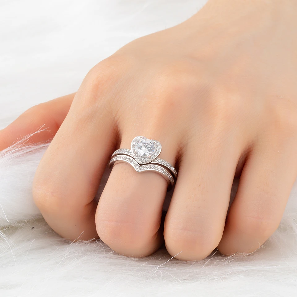 2 шт./лот КЛАССИЧЕСКИЕ СЕРЕБРЯНЫЕ кубические циркония кристалл сердце любовник