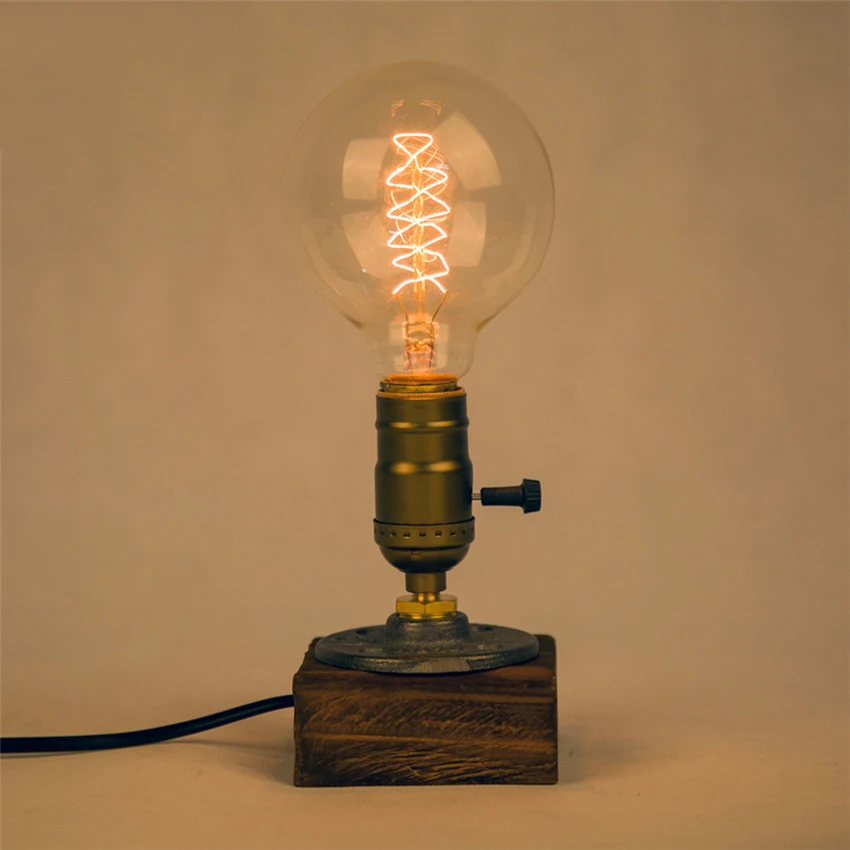 Винтаж Edison деревянные настольные лампы деревянное основание гнездо E27 промышленного домашнего декора Настольная лампа для Спальня Кабинет прикроватный украшение комнаты освещение