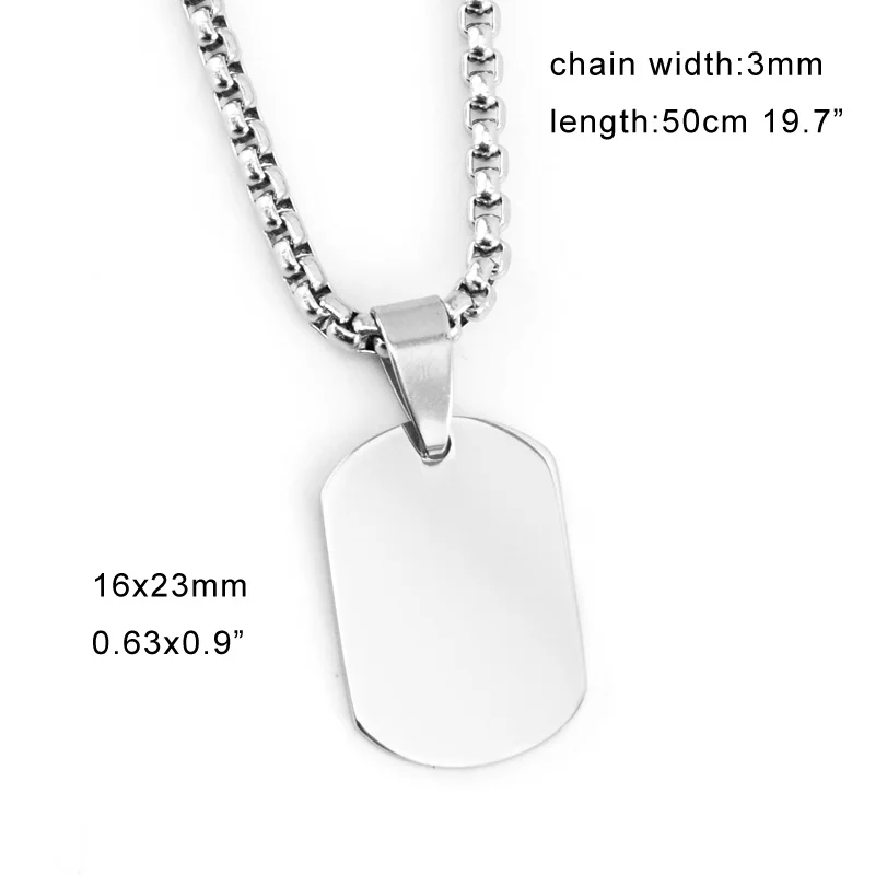 Нержавеющая Сталь Dogtag кулон ожерелье для мужчин пустой армии Ketting солдат Военная пластина воротник зеркальная полировка