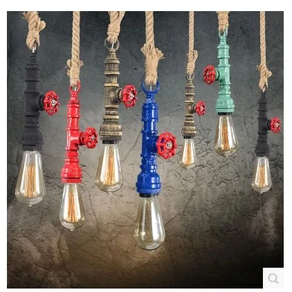 

loft Water pipe pendant light vintage retro edison light E27 110-240v for bar pub dining room restaurant hanging lighting