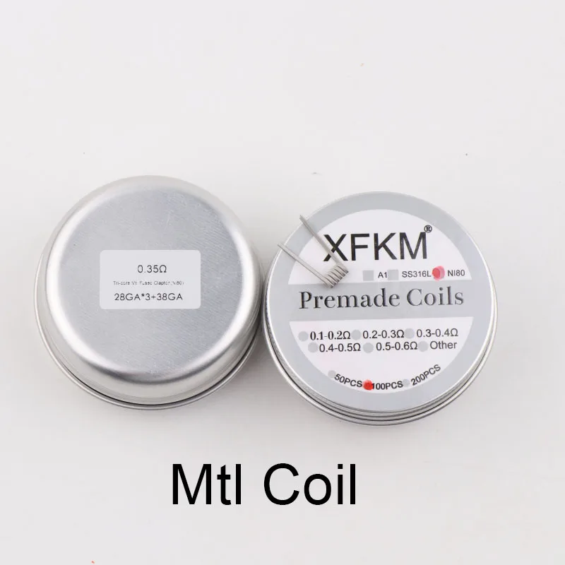 

NEW XFKM 50/100pcs box NI80/A1/SS316L MTL Clapton Prebuilt Coils Premade Coil for MTL RDA RTA RBA Atomizer Mod Heating Wire