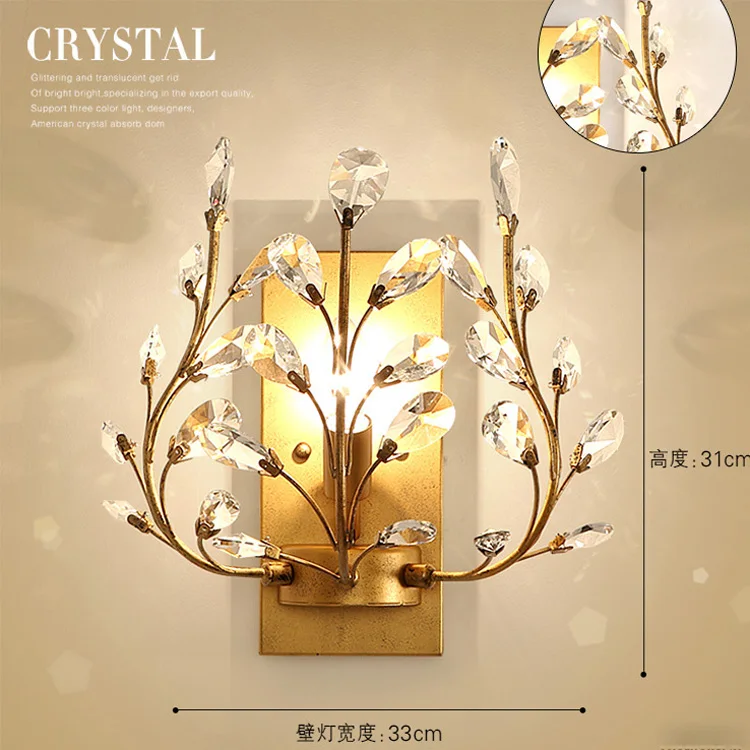 Хрустальные настенные бра для спальни роскошные золотые Настенные светильники