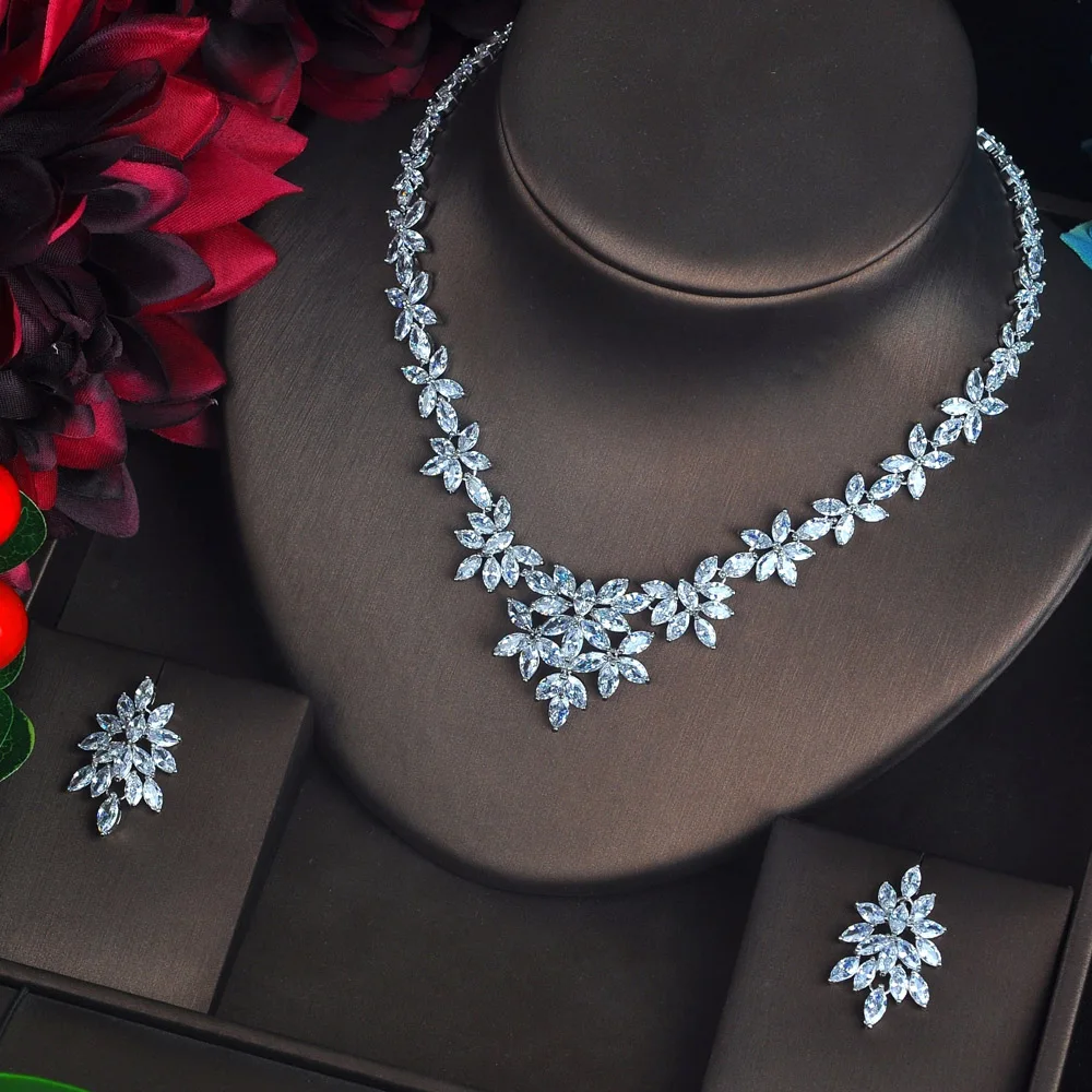 HIBRIDE Роскошные Ювелирные наборы для женщин набор украшений невесты Brincos Bijoux Mariage
