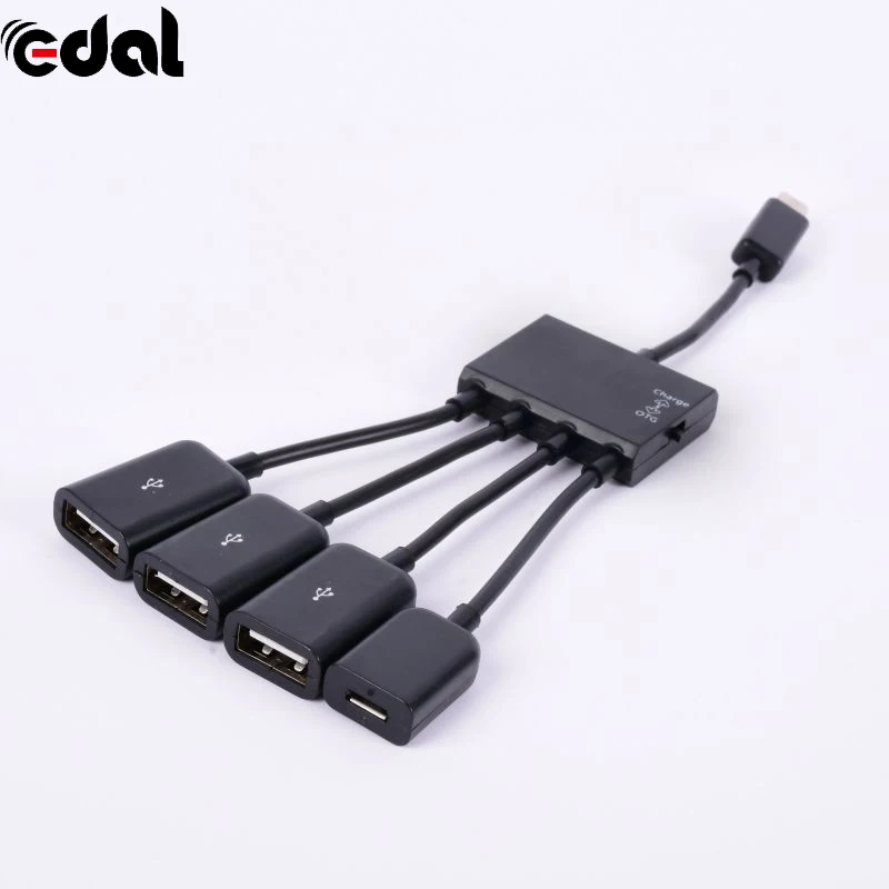 4 in1 Micro USB OTG Hub адаптер кабель для зарядки Черный Android кабели мобильного телефона
