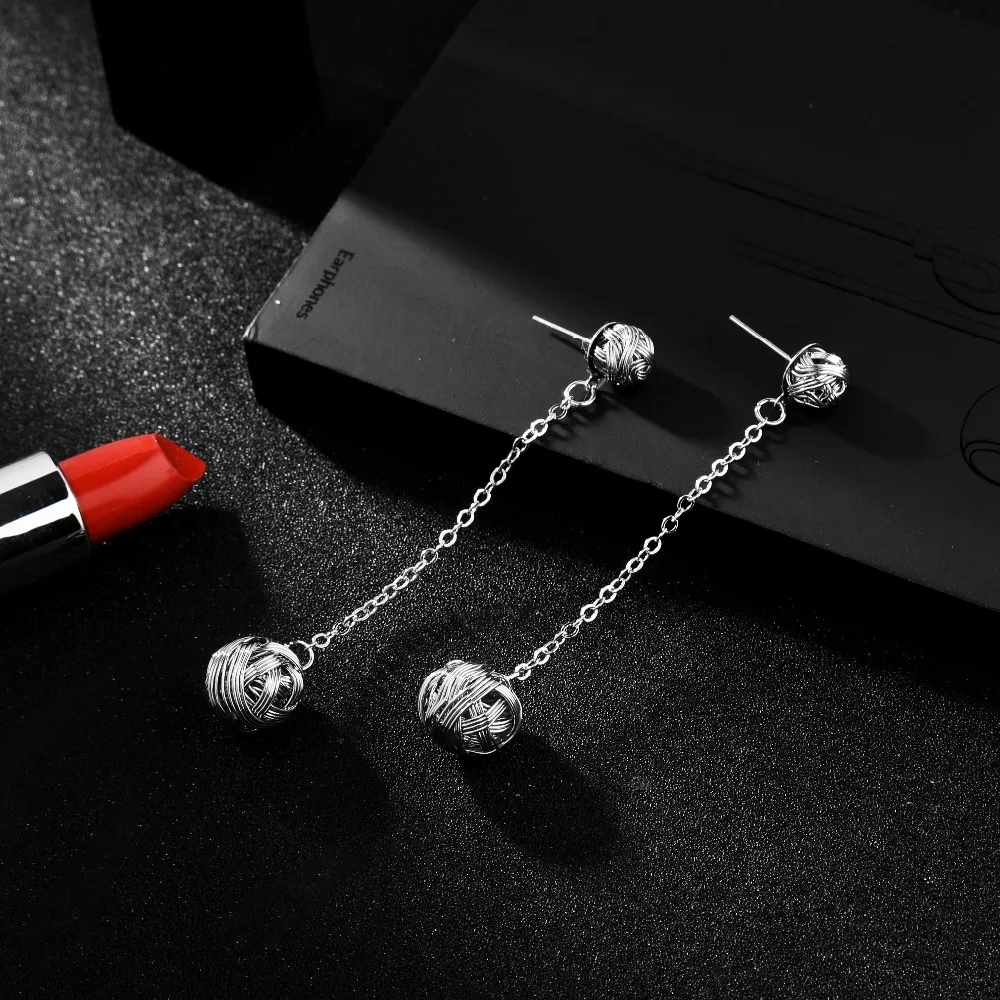 HanCheng новые ретро Висячие медные длинные серьги шарики круглые для женщин