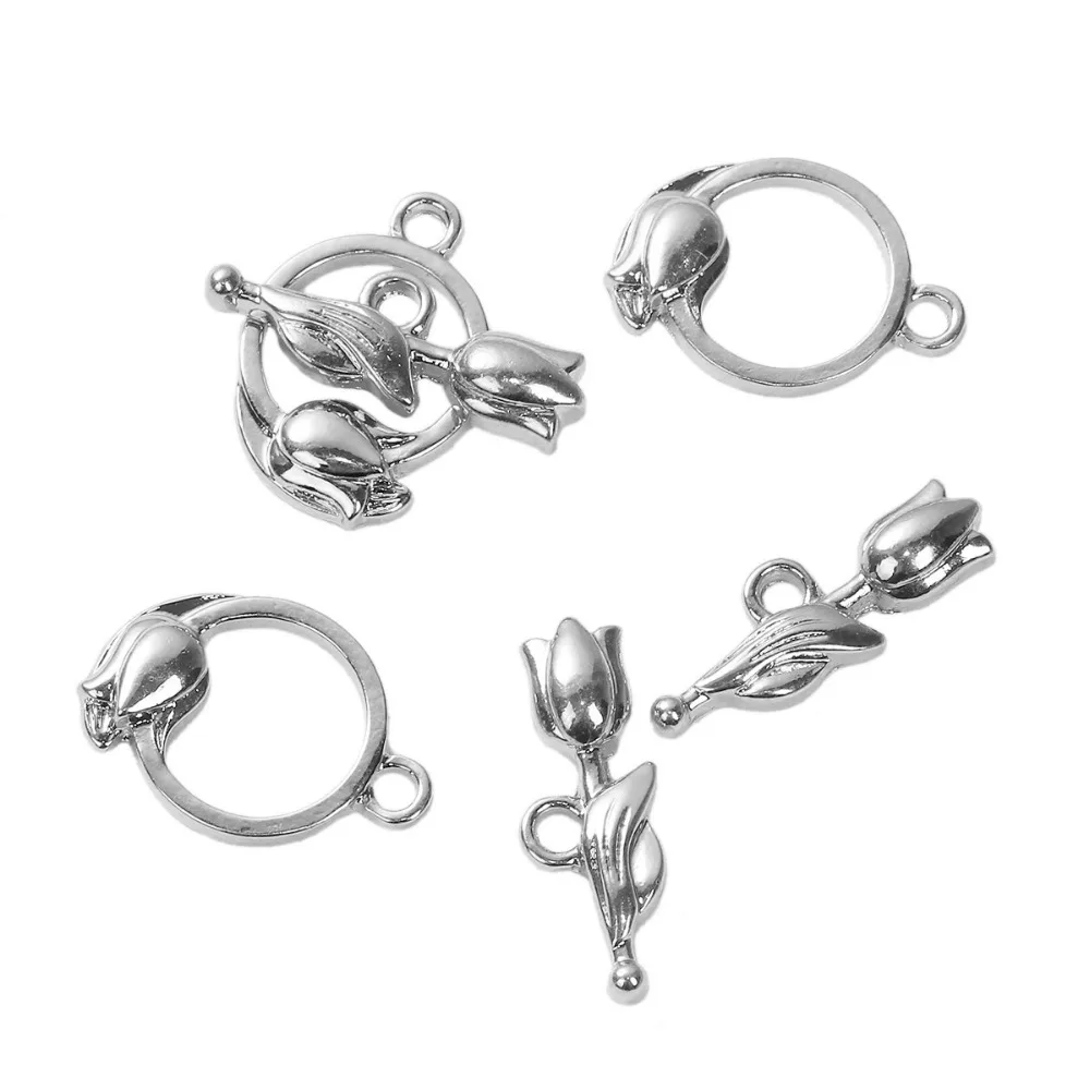 DoreenBeads цинковый сплав Серебряный цвет золотой переключатель цветок 22 мм x 8 20 (6/8