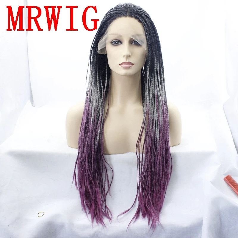 MRWIG средняя часть коробка косы Glueless передний парик шнурка 26in 650 г реальное