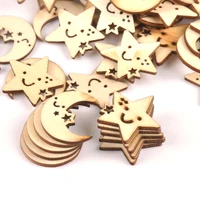 24 27mm 25pcs wooden ornament moon and star pattern for diy crafts scrapbook accessories handmade wood slices home decor m1704