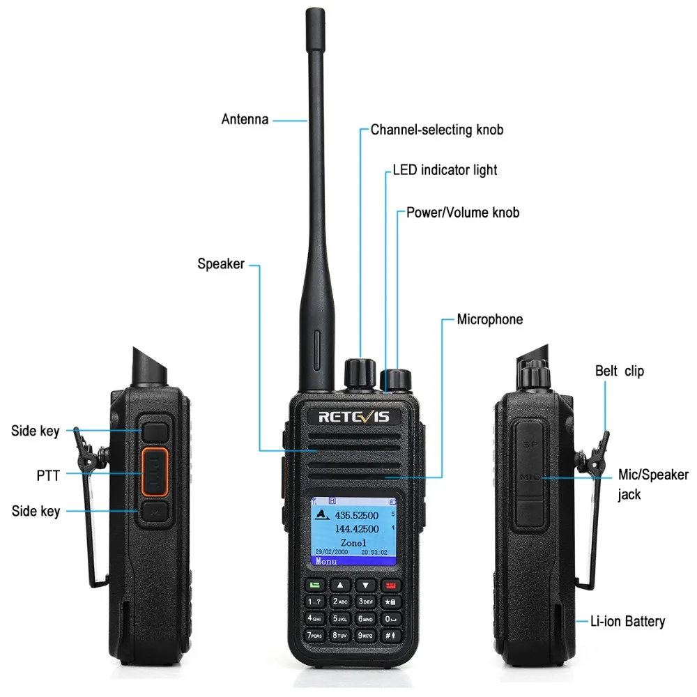 DMR Dual Band Digital Walkie Talkie 2pcs Retevis RT3S VHF UHF GPS Ham Radio Amador Transceiver Portable Two Way Radio Station enlarge