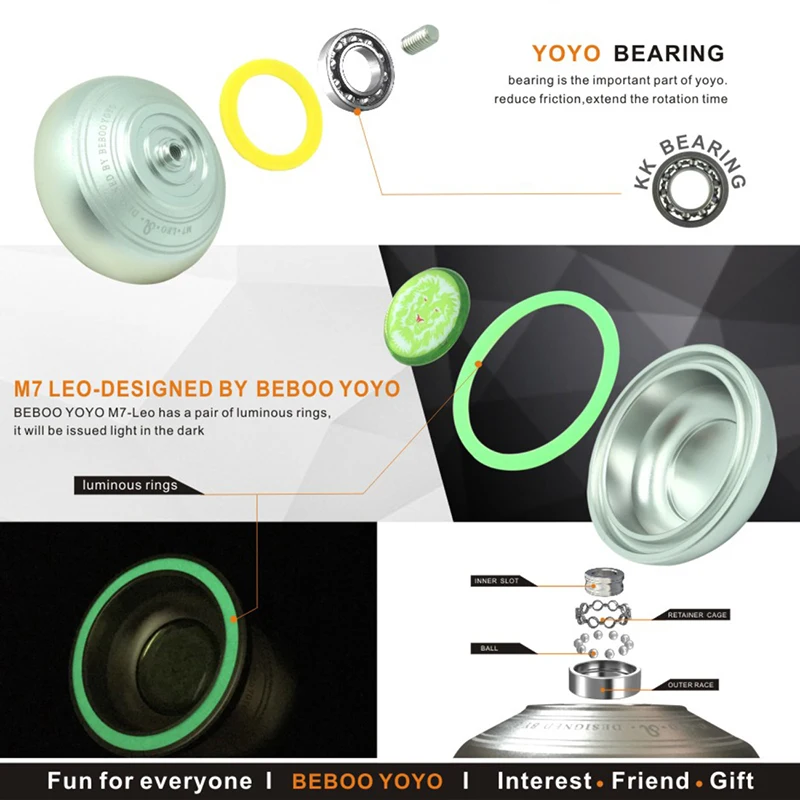 2018Beboo YoYo Aluminum Design Professional Magic Leo Theme1A 3A 5A Ball Bearing String Trick Alloy Kids Children Toy Gift | Игрушки и